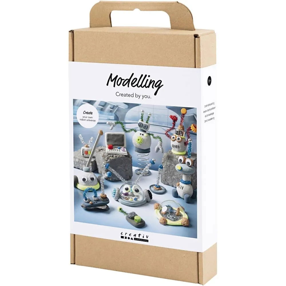 Robot modelling kit - blue, grey, red, silver-plated