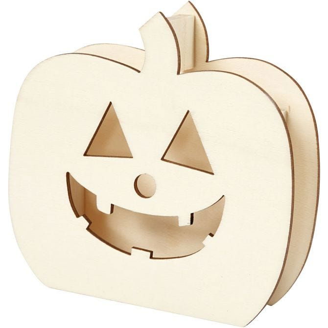 Wooden Pumpkin Head 13cm H