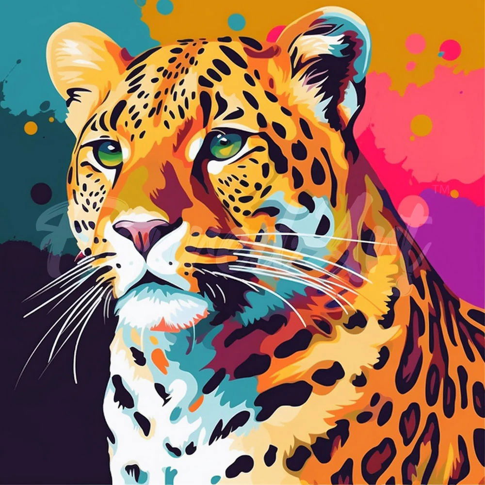 Leopard Abstract Pop Art - Mini Diamond Painting 25 x 25 cm