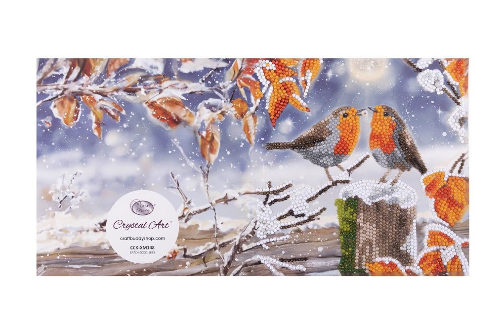 Kissing Robins- Crystal Art Card Kit 18cm