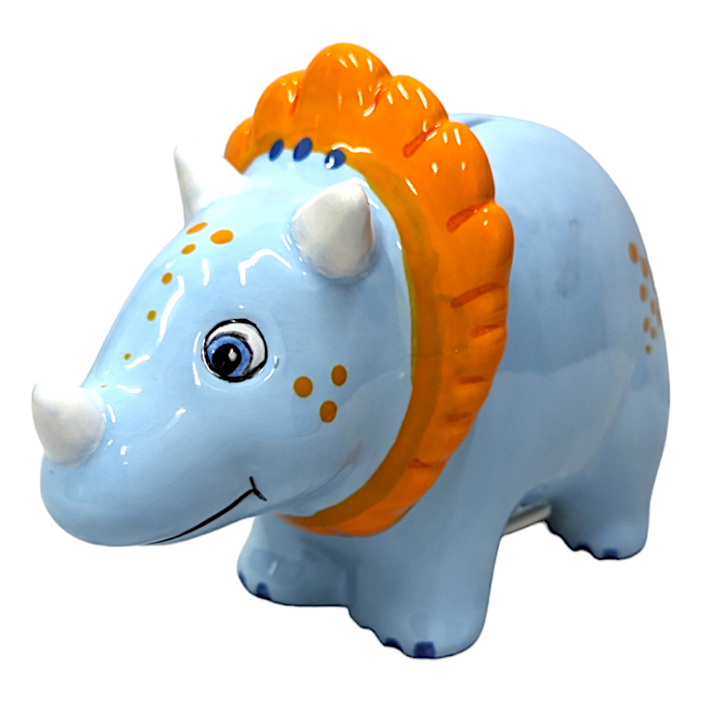 Triceratops Money Bank- Ceramic Blank Bisque Paint Your Own Pottery Shape