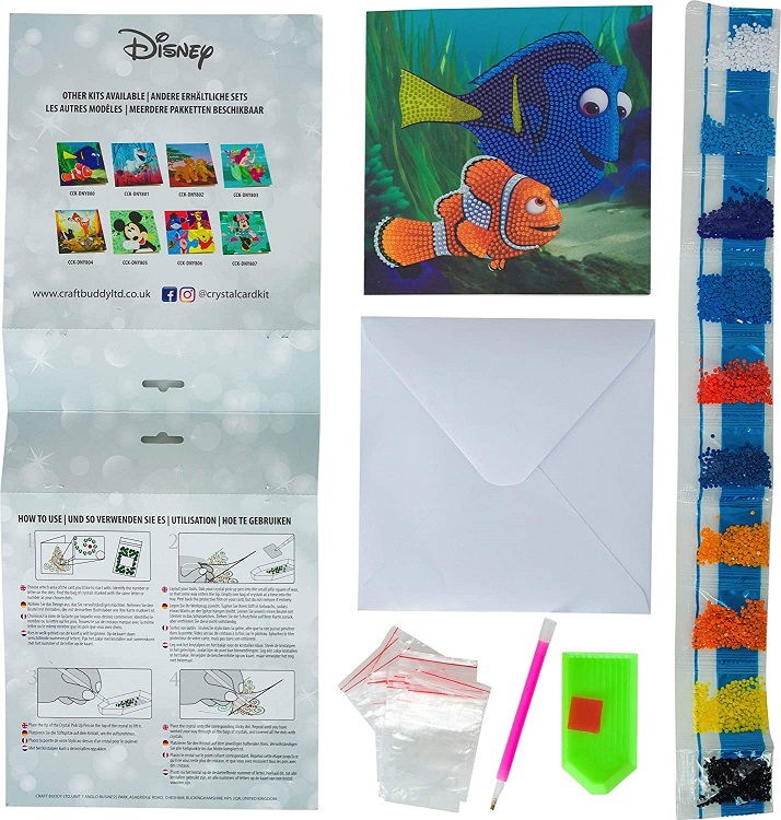 CCK-DNY800 Dory & Marlin Disney Crystal Art Card Kit (contents)