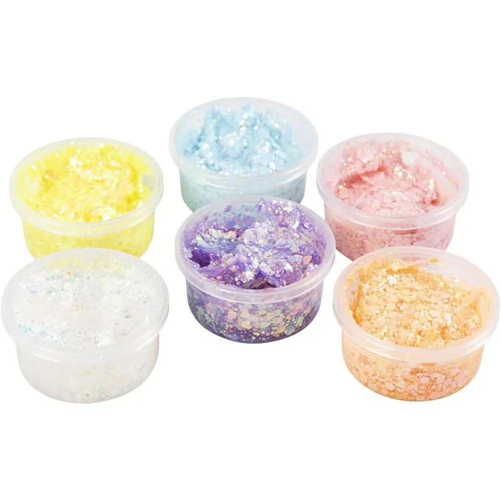 Glitter Clay -asstd pastel colours - 6 x 20ml