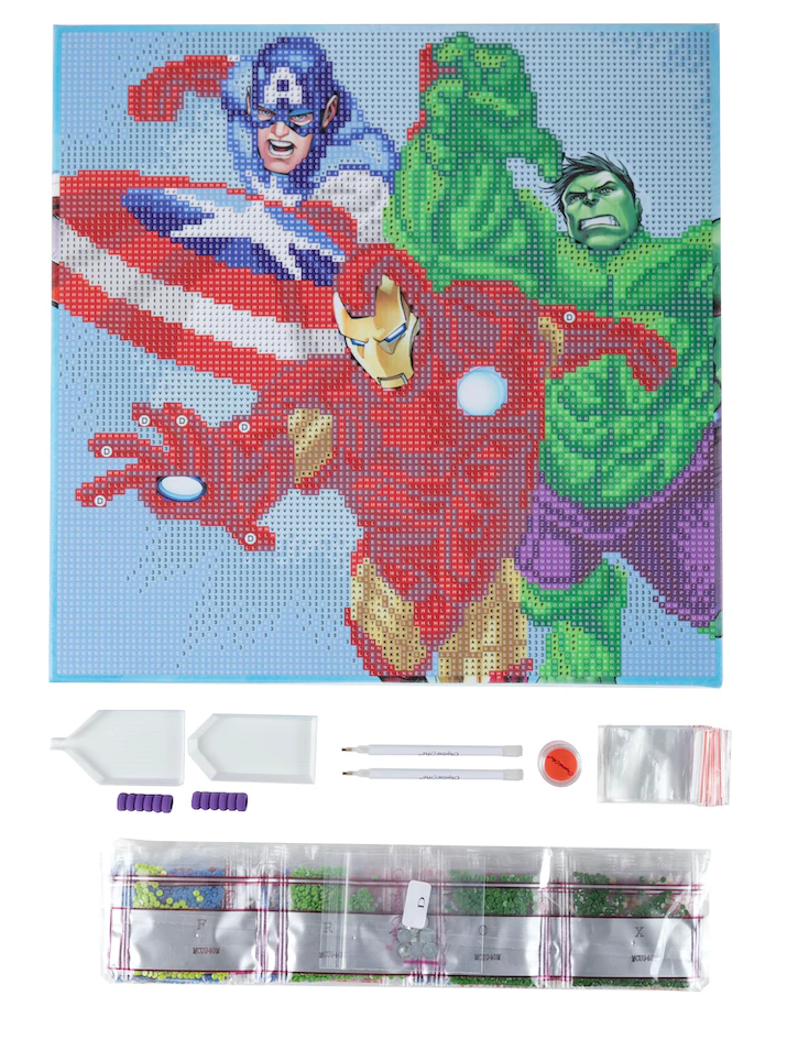 Superheroes 30 x 30cm Marvel Crystal Art Canvas Kit