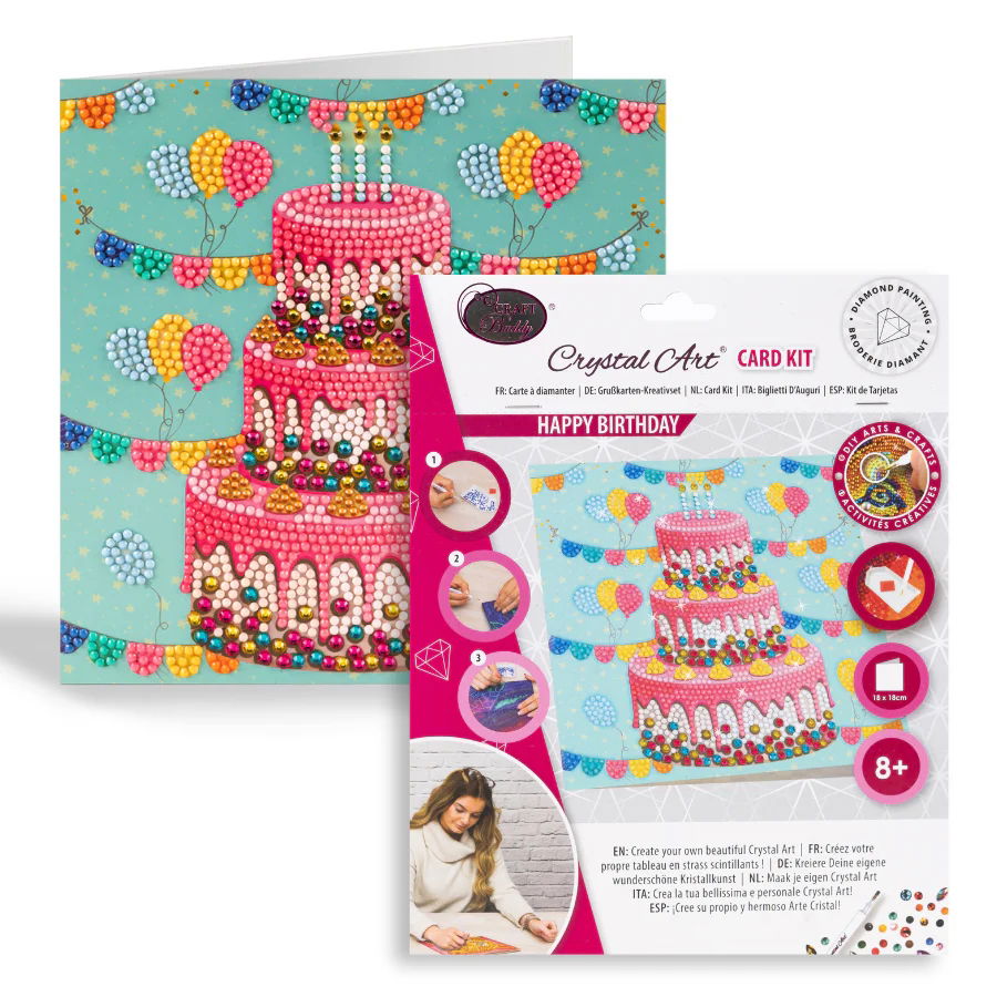 Happy Birthday Cake- Crystal Art Card Kit