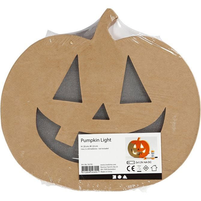 Pumpkin Papier Mache Light-Up - Happy 20cm H