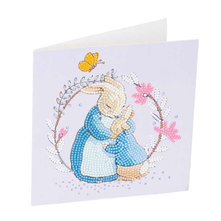 Peter Rabbit & Mum 18x18cm Crystal Art Card Kit