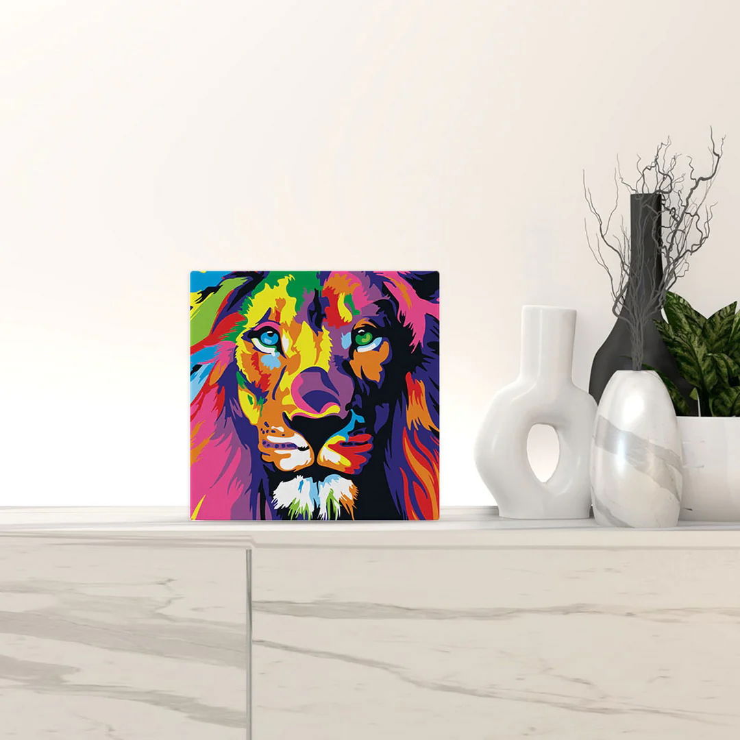 Lion Pop Art - Mini paint by numbers framed - 20 x 20cm