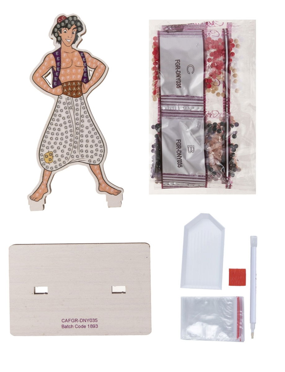 CAFGR-DNY035-03 Aladdin- Disney Crystal Art Buddy Kit contents