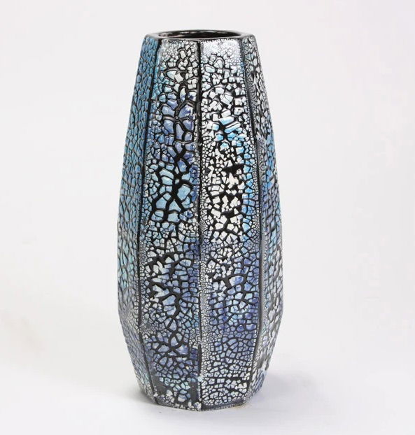 MB1466 Faceted Vase Crackle Design