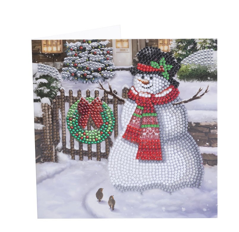 CCK-XM140 Smiling Snowman Crystal Art Card Craft Kit front view