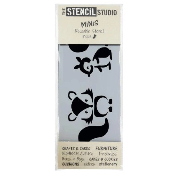 Fox and squirrel mini craft stencil by The Stencil Studio in outer packaging