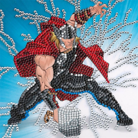 Thor crystal art card kit featuring Marvel superhero design with envelope and crystal gems