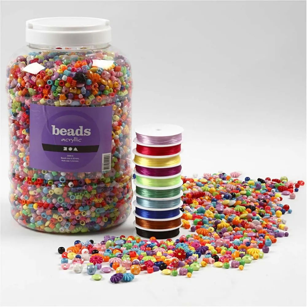 CH61815 Plastic Beads and Elastic Beading Cord