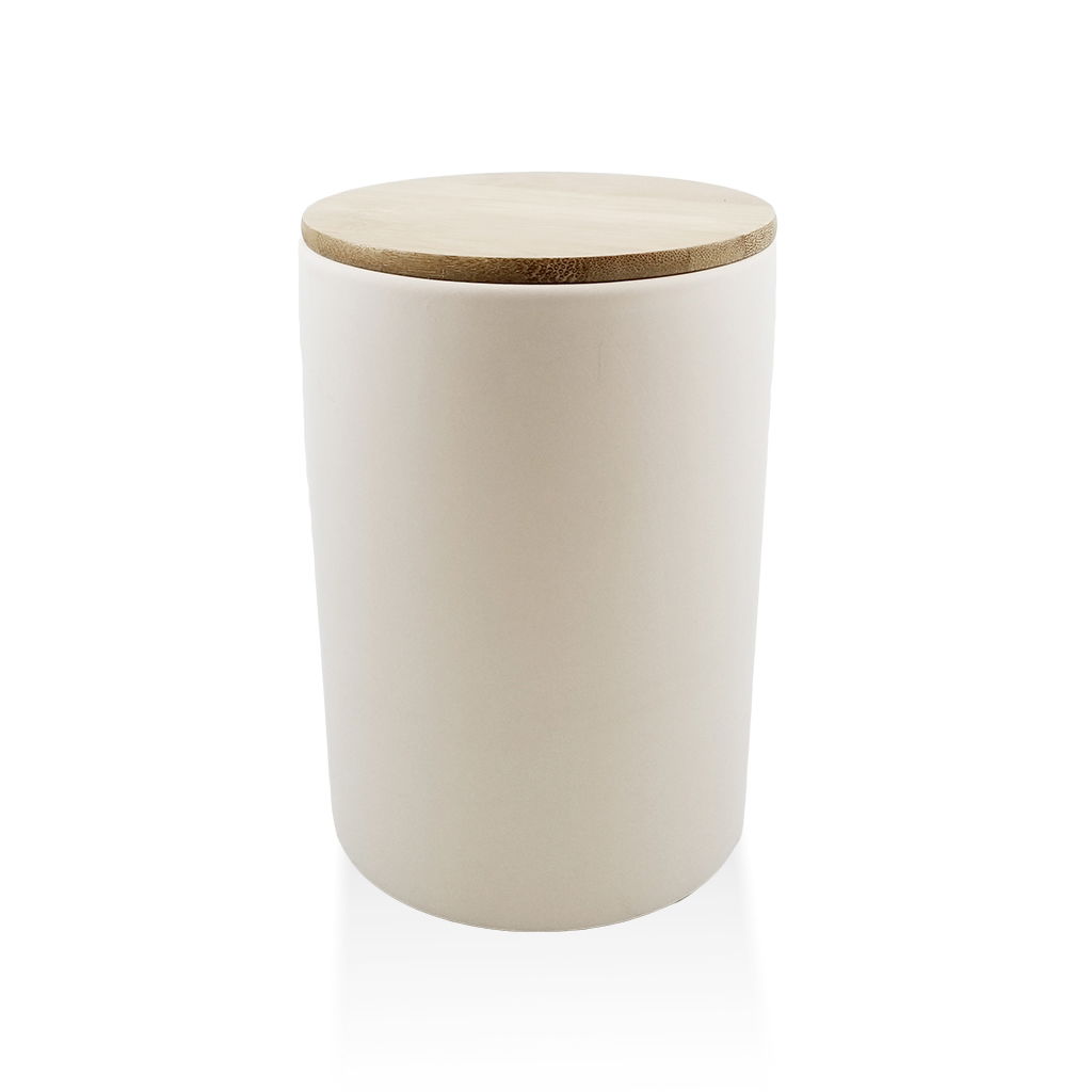 4223 Canister with Bamboo Lid plain bisque (sealed)