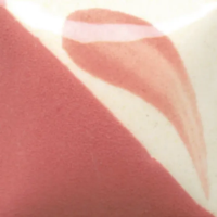 An image of a Dusty Pink ceramic underglaze painted on a small ceramic tile, tile is half unpainted and half painted.