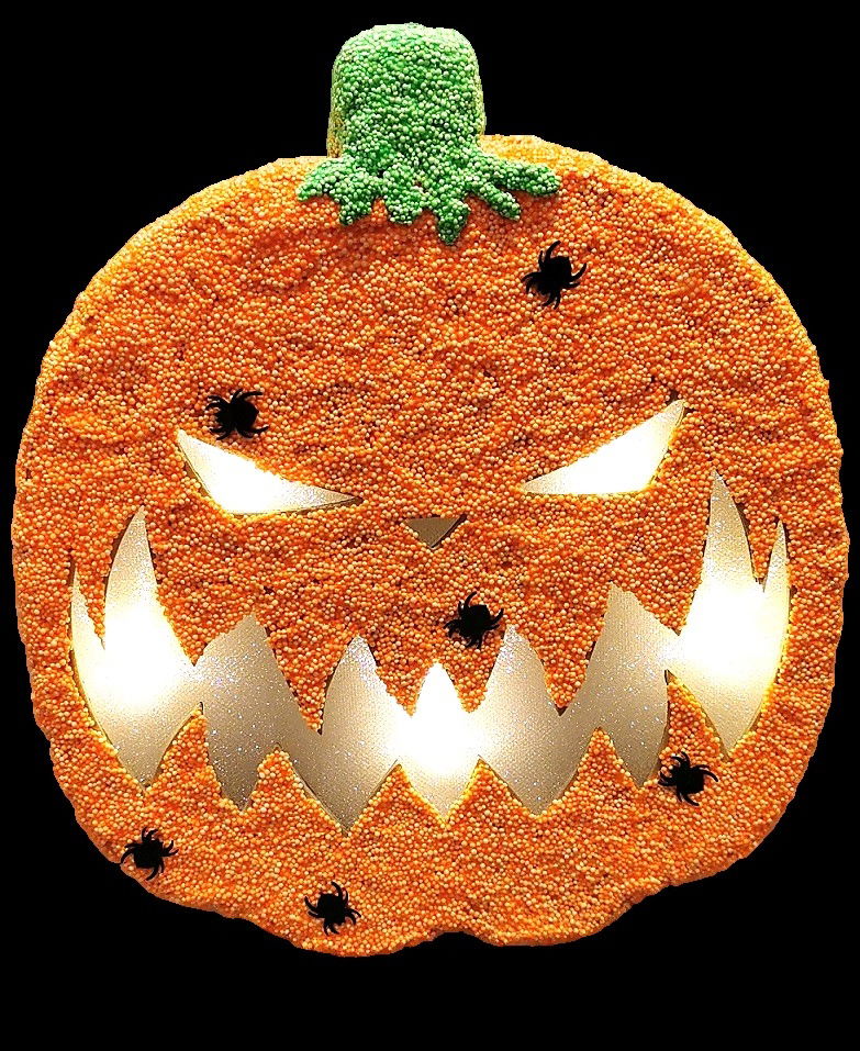 Pumpkin Papier Mache Light Up - Scary 25cm H