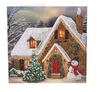 Festive Cottage- Crystal Art Card Kit 18cm