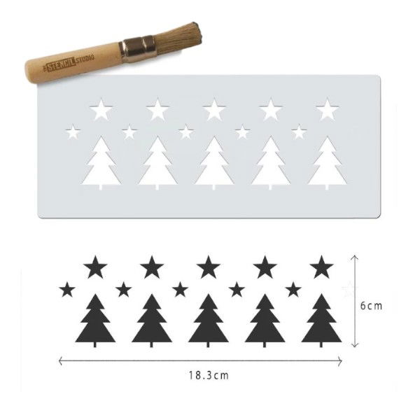 Christmas Tree and Stars Stencil