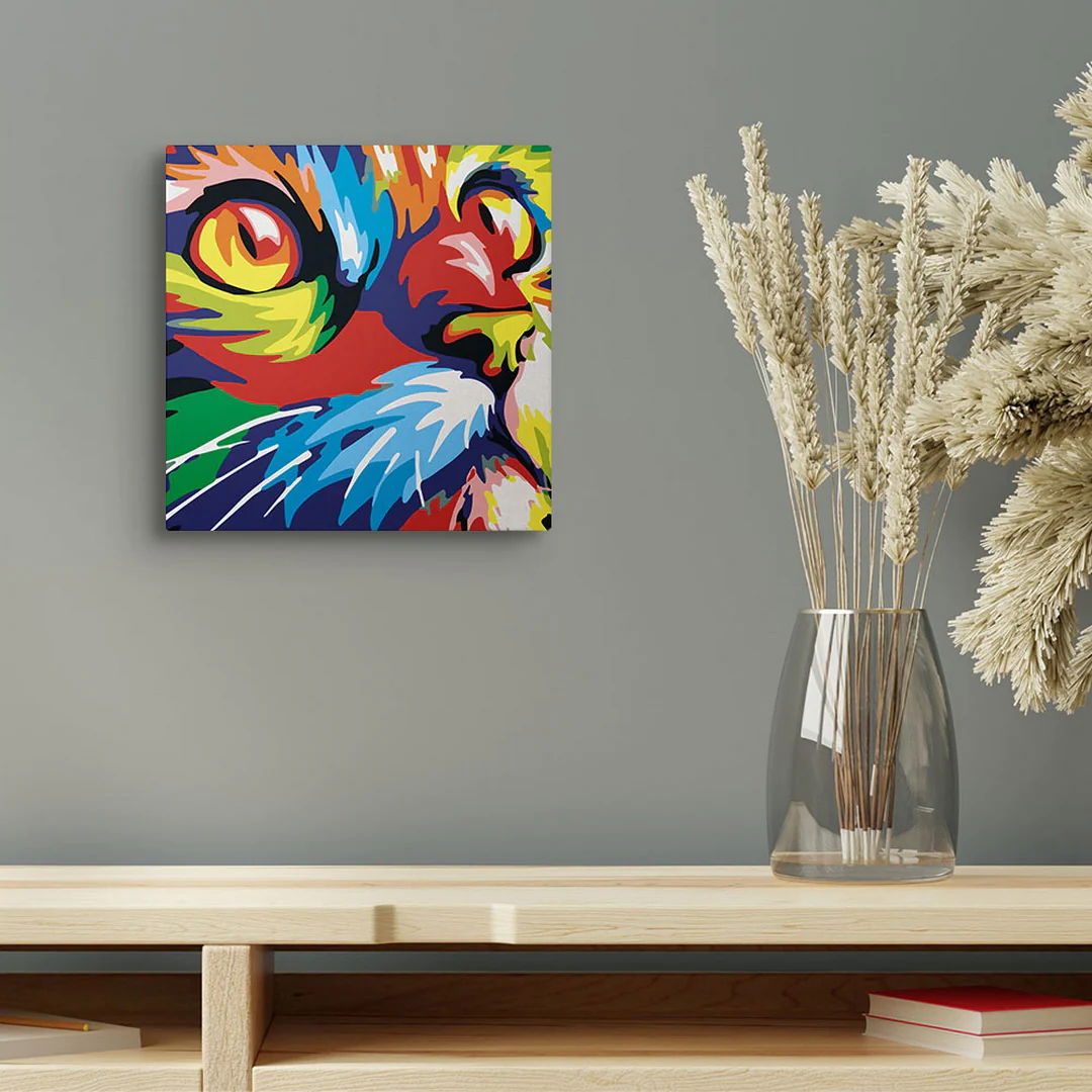 Feline Pop Art - Mini paint by numbers framed - 20 x 20cm