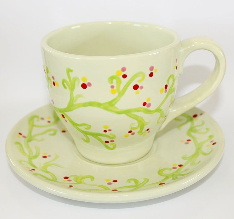 4037 Tapered Tea Cup & Saucer- yellow design