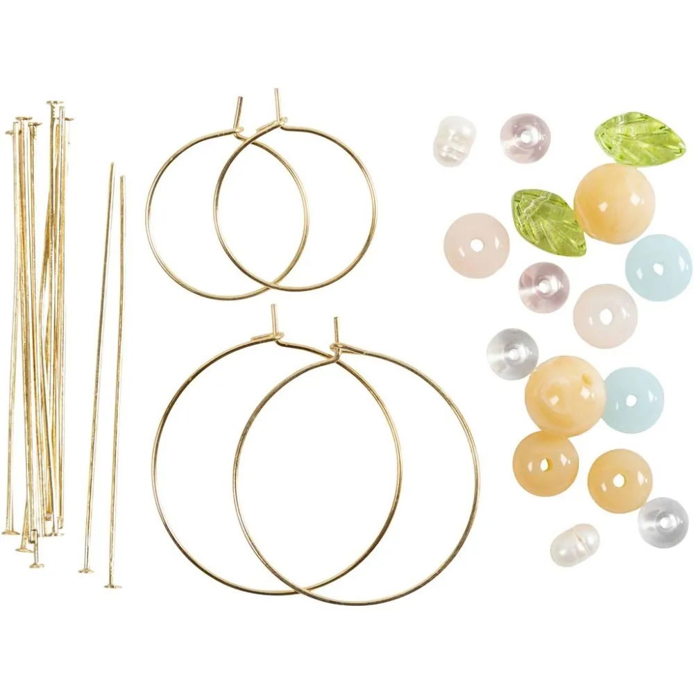 MINI CRAFT KIT JEWELLERY, BEADING HOOPS WITH BEADS