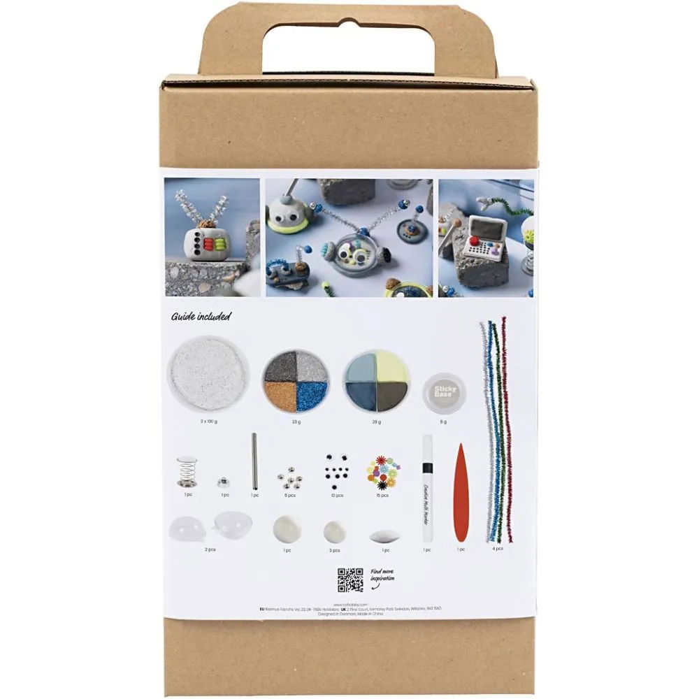 Robot modelling kit - blue, grey, red, silver-plated