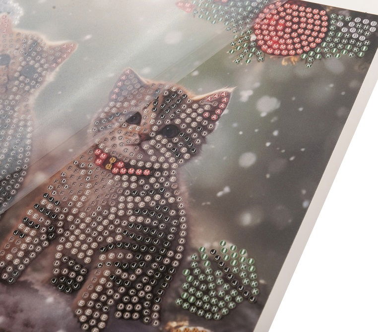 CHRISTMAS KITTENS 18 X 18CM CRYSTAL ART CARD