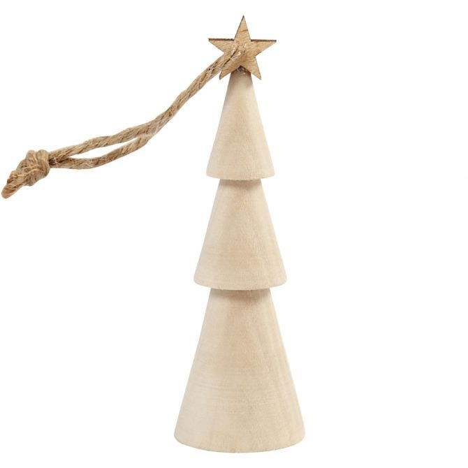 Wooden Hanging Tree Ornament 9cm