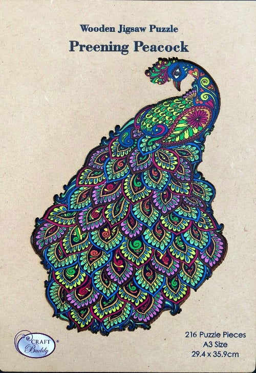 Peacock - Laser Cut A3 Wooden Puzzle