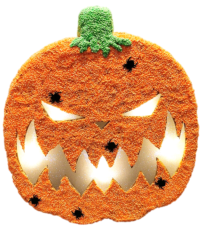 Pumpkin Papier Mache Light Up - Scary 25cm H