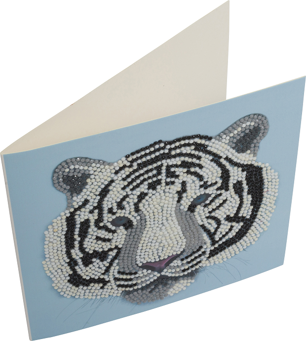 White Tiger Head - Crystal Art Card Kit 18 x 18cm