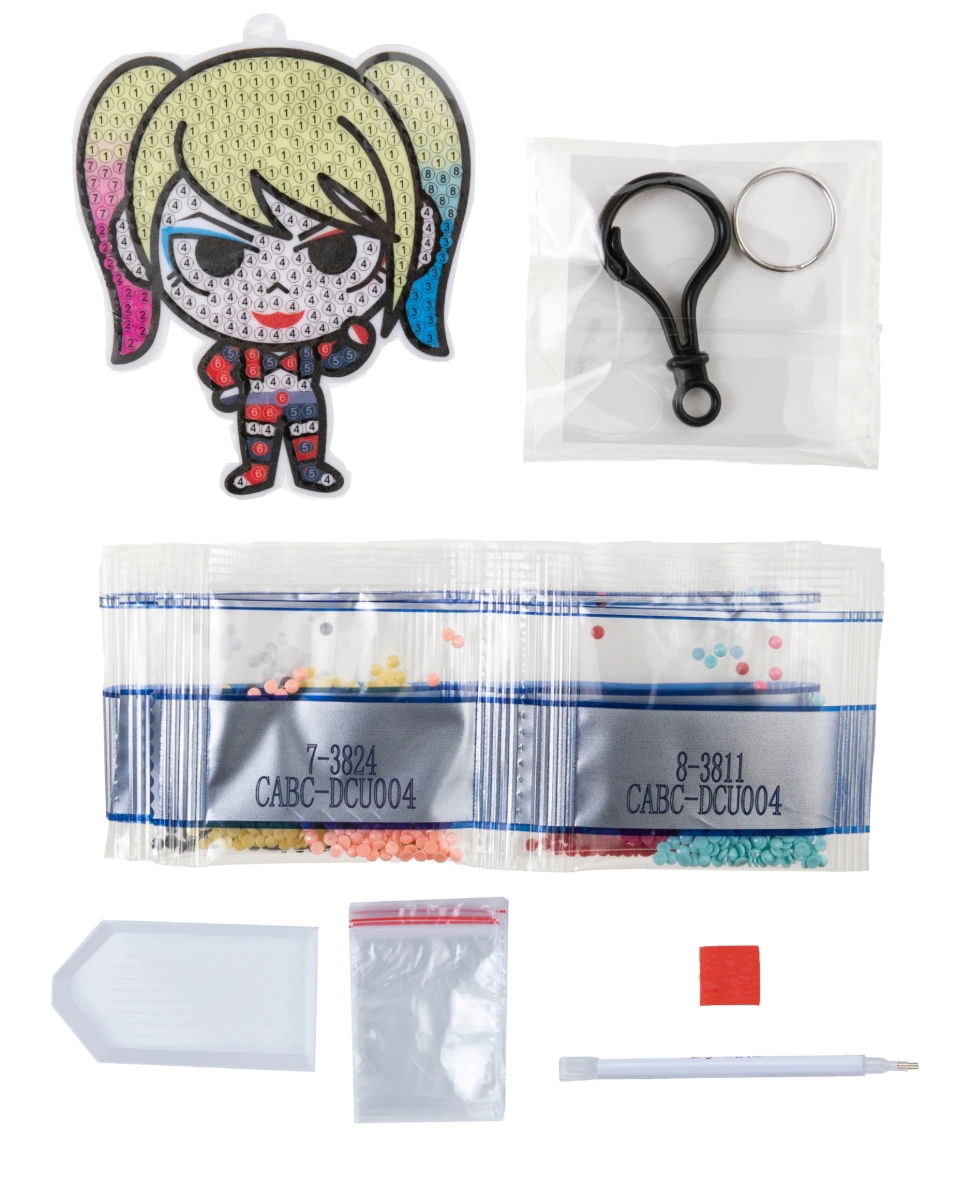 CABC-DCU004 Harley Quinn DC Series Crystal Art Bag Charm Kit Contents