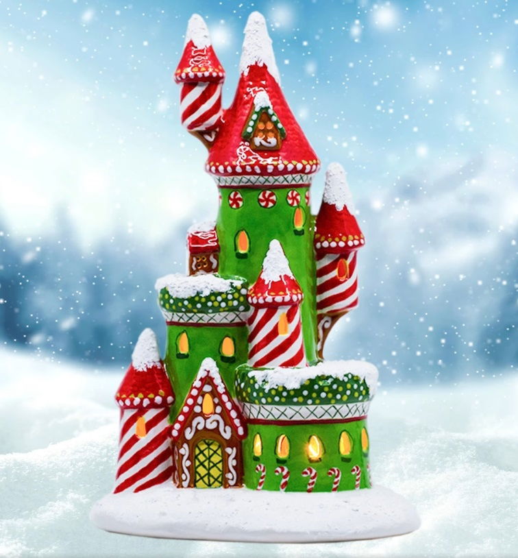 7368 Light Up Castle Christmas Themed Bisqueware Ceramic Blank