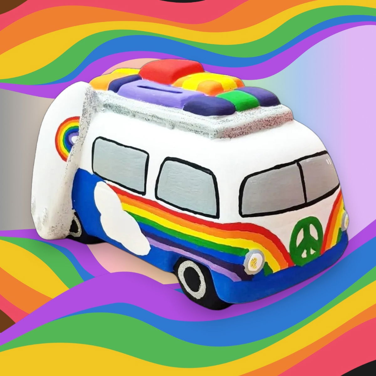 Hippie Surfer Van Bank Pride Month