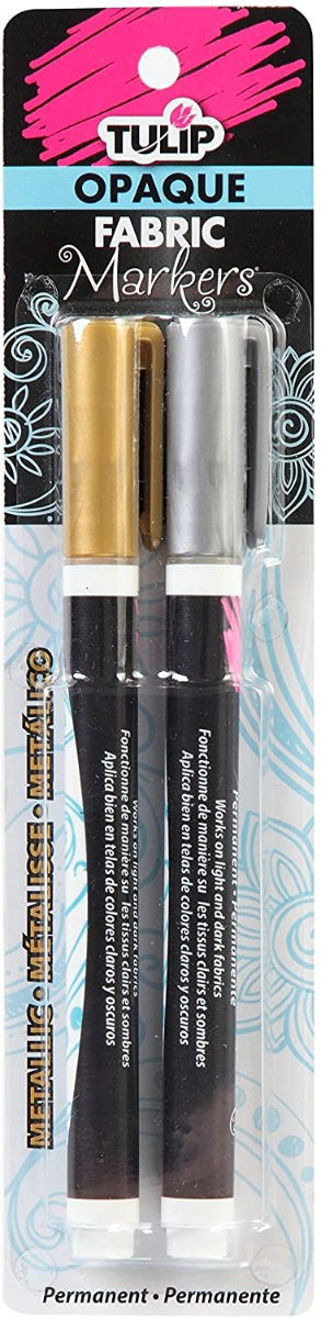 Tulip 33613 Opaque Permanent Nontoxic Fabric Markers Metallic 2 Pack