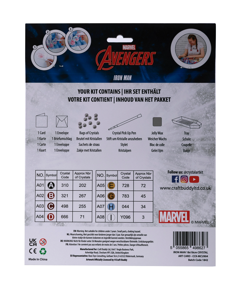 Iron Man 18 x 18cm Marvel Crystal Art Card Kit