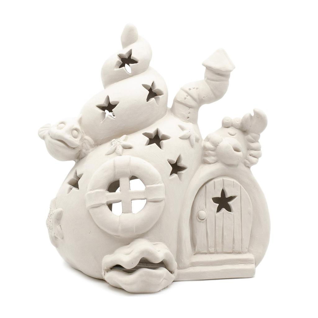 5418 Mermaid House Lantern Unpainted Bisqueware