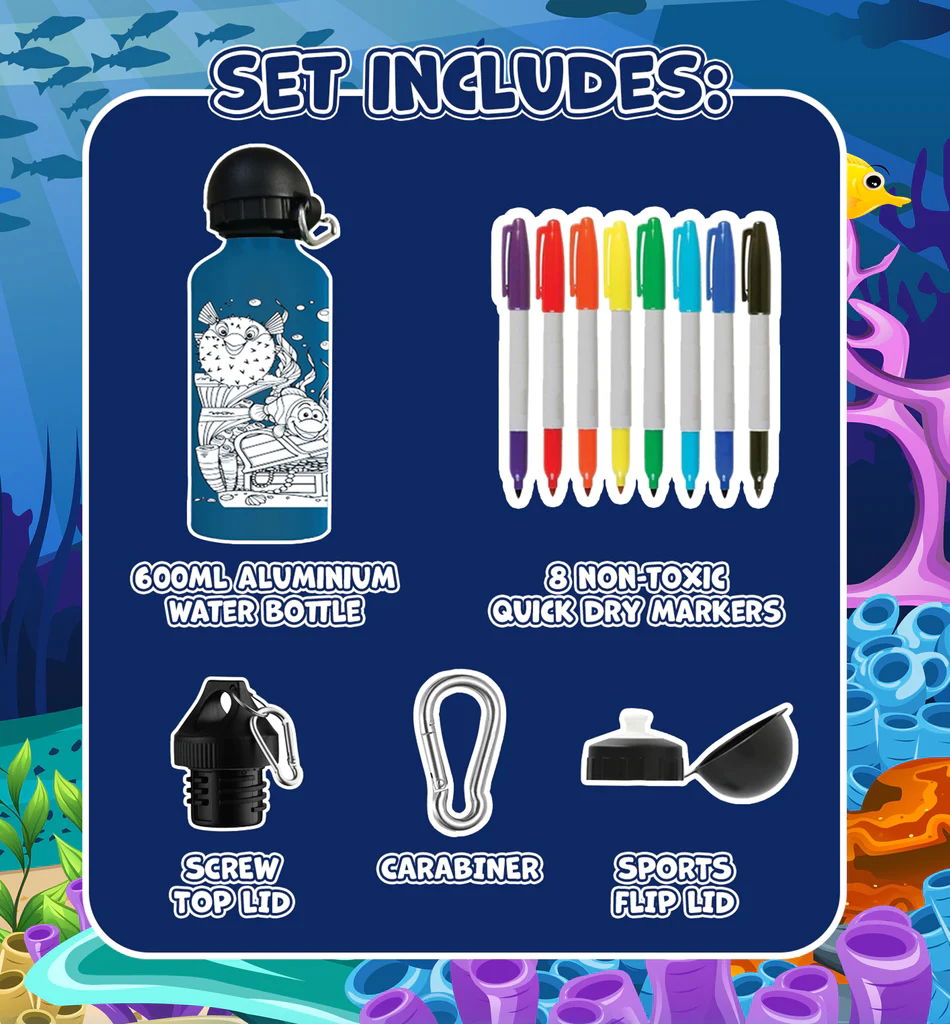 Sea Life Create Your Own Water Bottle Set (600ml)