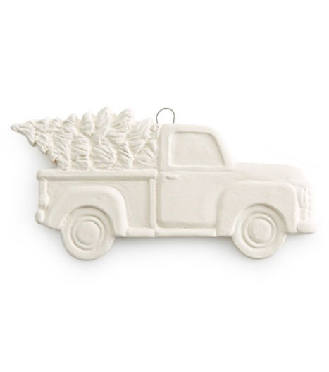 5337 Truck Tree Ornament Paint Your Own Pottery Bisque Blank