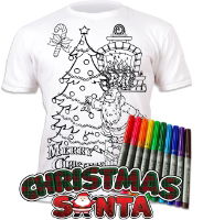 Splat Planet Christmas Santa T-Shirt with 10 Non-Toxic Washable Magic Pens set