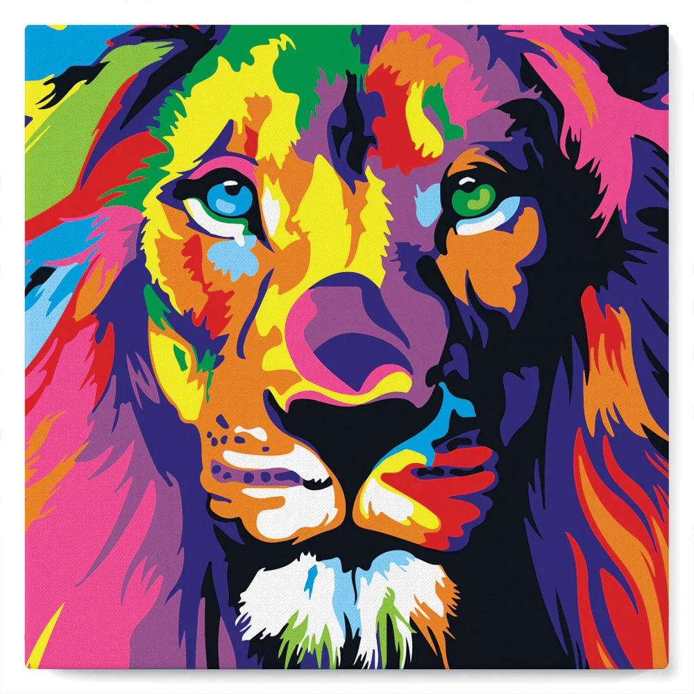 Lion Pop Art - Mini paint by numbers framed - 20 x 20cm