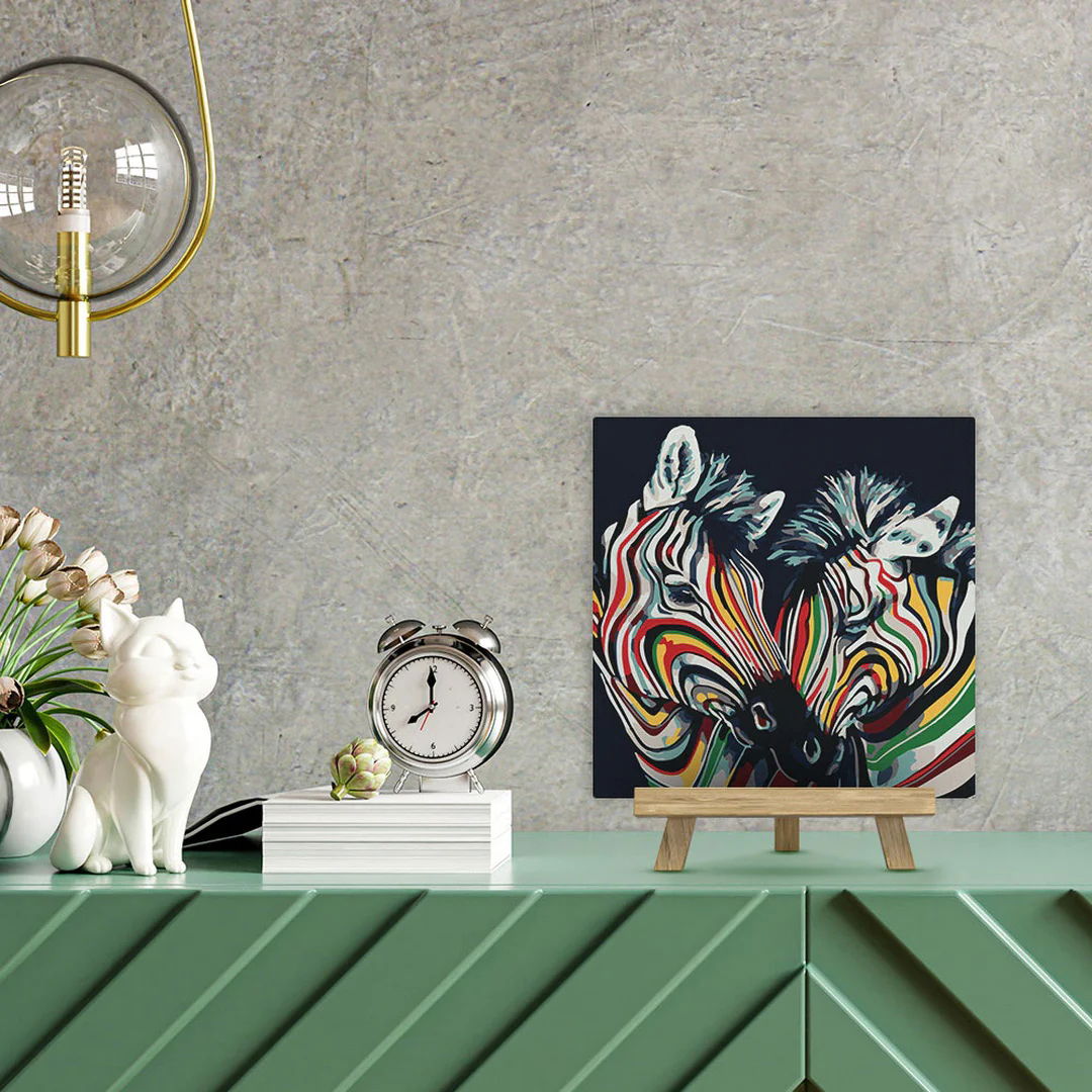 Couple of Colourful Zebras - Mini Paint by Numbers Framed