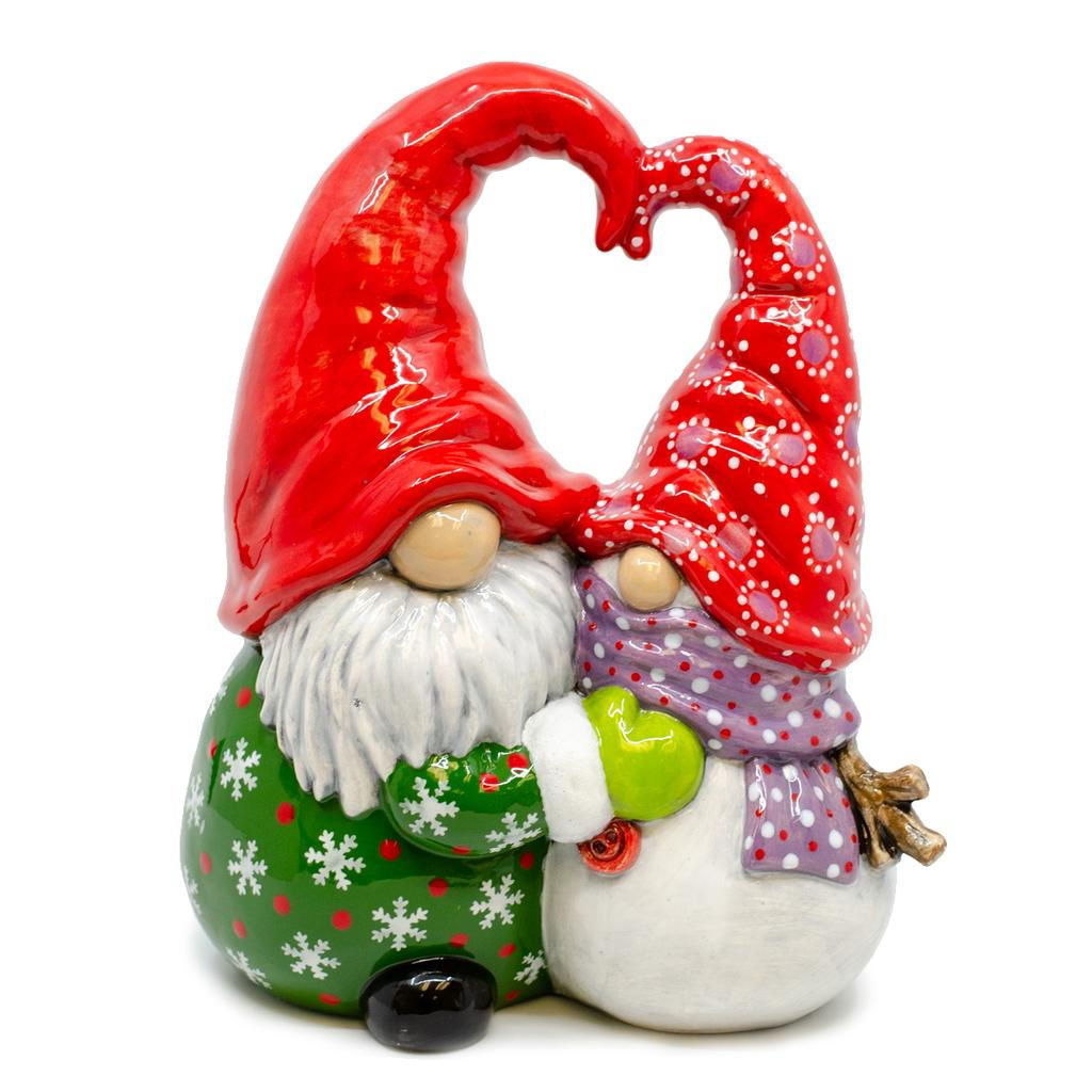 Large Hugging Gnome & Snowman 23.5 x 19 cm