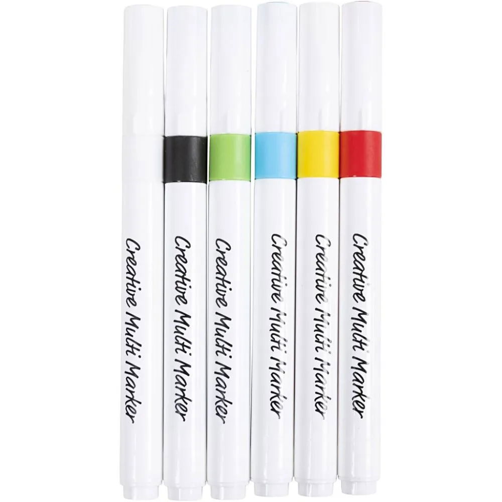 CREATIVE MULTI MARKER, ASS COLOURS, LINE 4MM 6PCS