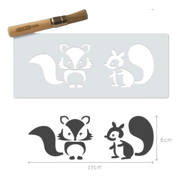 Fox and Squirrel Mini Craft Stencil