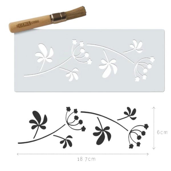 Product dimensions of the Amelia Flower Mini Acrylic Craft Stencil