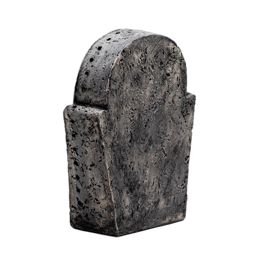 Side angle view of Painted Tombstone Lantern ceramic bisque for Halloween Paint Your Own Pottery