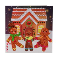 Gingerbread Family - Crystal Art Card 18 x 18cm