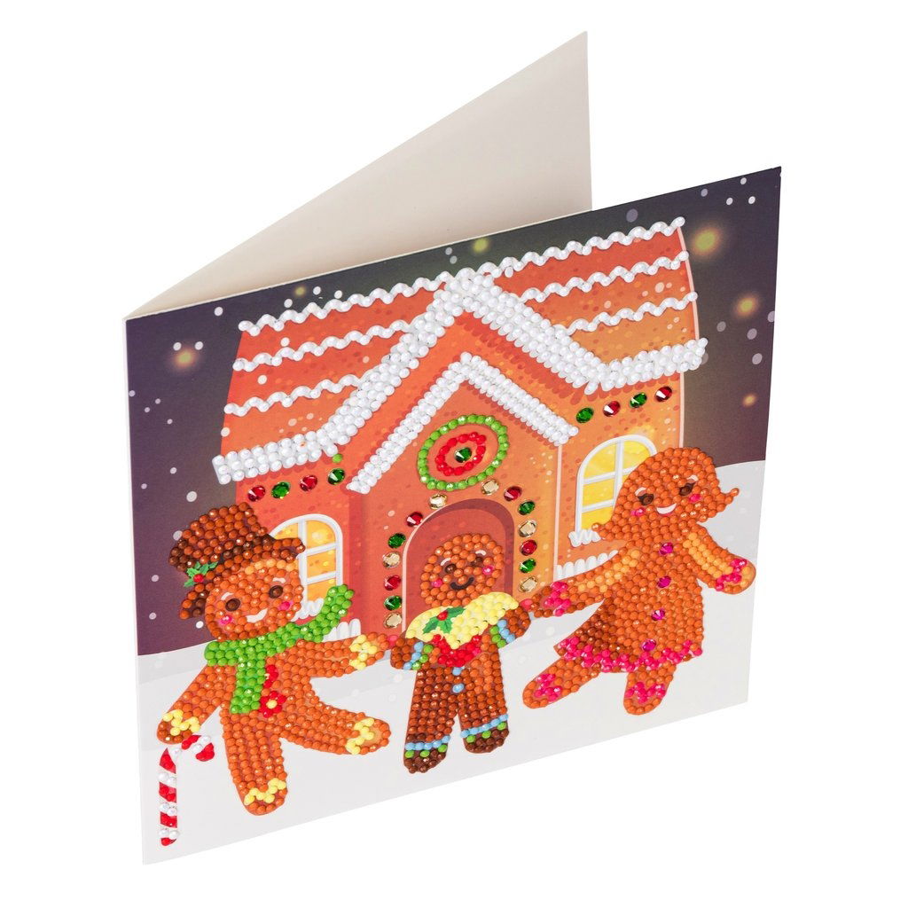 Gingerbread Family - Crystal Art Card 18 x 18cm